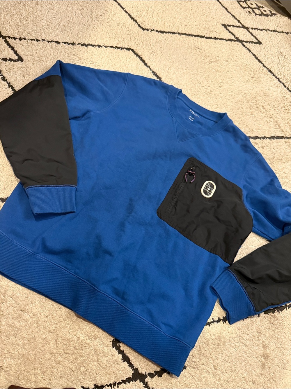 Coach L Blue Crewneck Sweatshirt with Black Pocket Detail